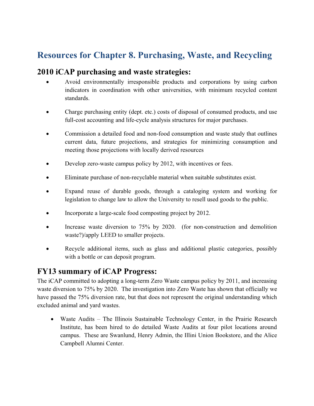 Resources for Chapter 8.Purchasing, Waste, and Recycling