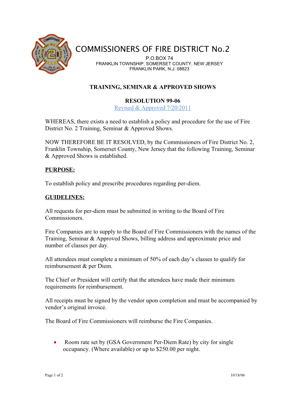 Commissioners of Fire District No