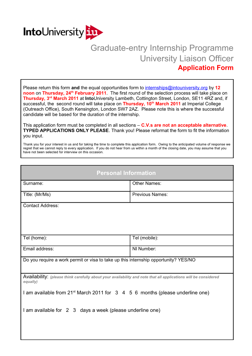 Graduate-Entry Internship Programme