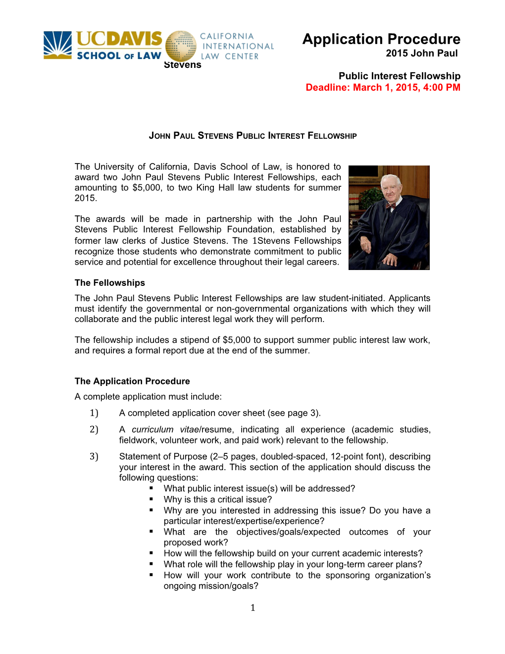 John Paul Stevens Public Interest Fellowship