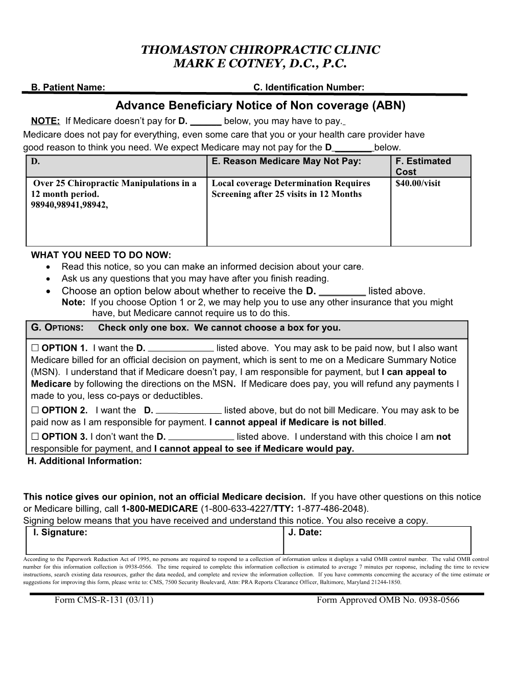 Advance Beneficiary Notice of Noncoverage