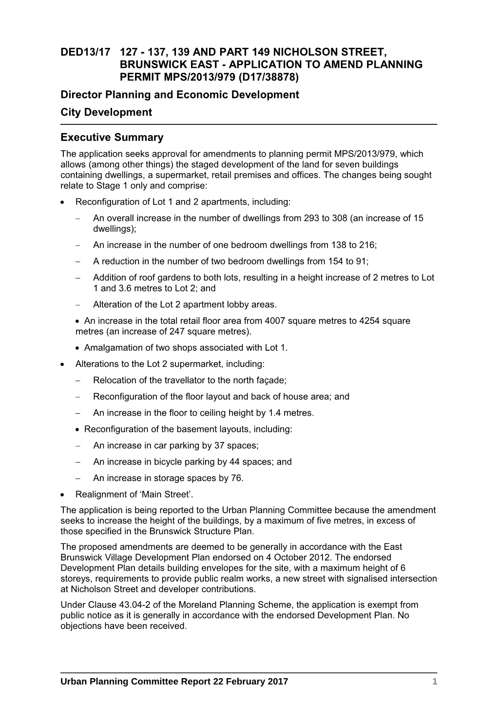 Urban Planning Committee - 22 February 2017