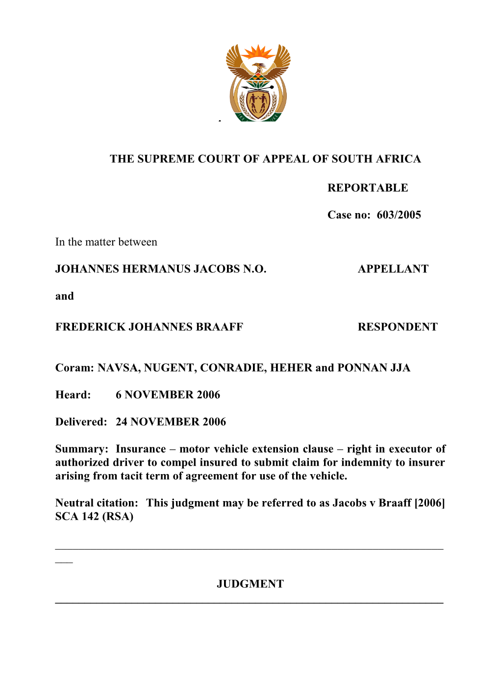 The Supreme Court of Appeal of South Africa s1