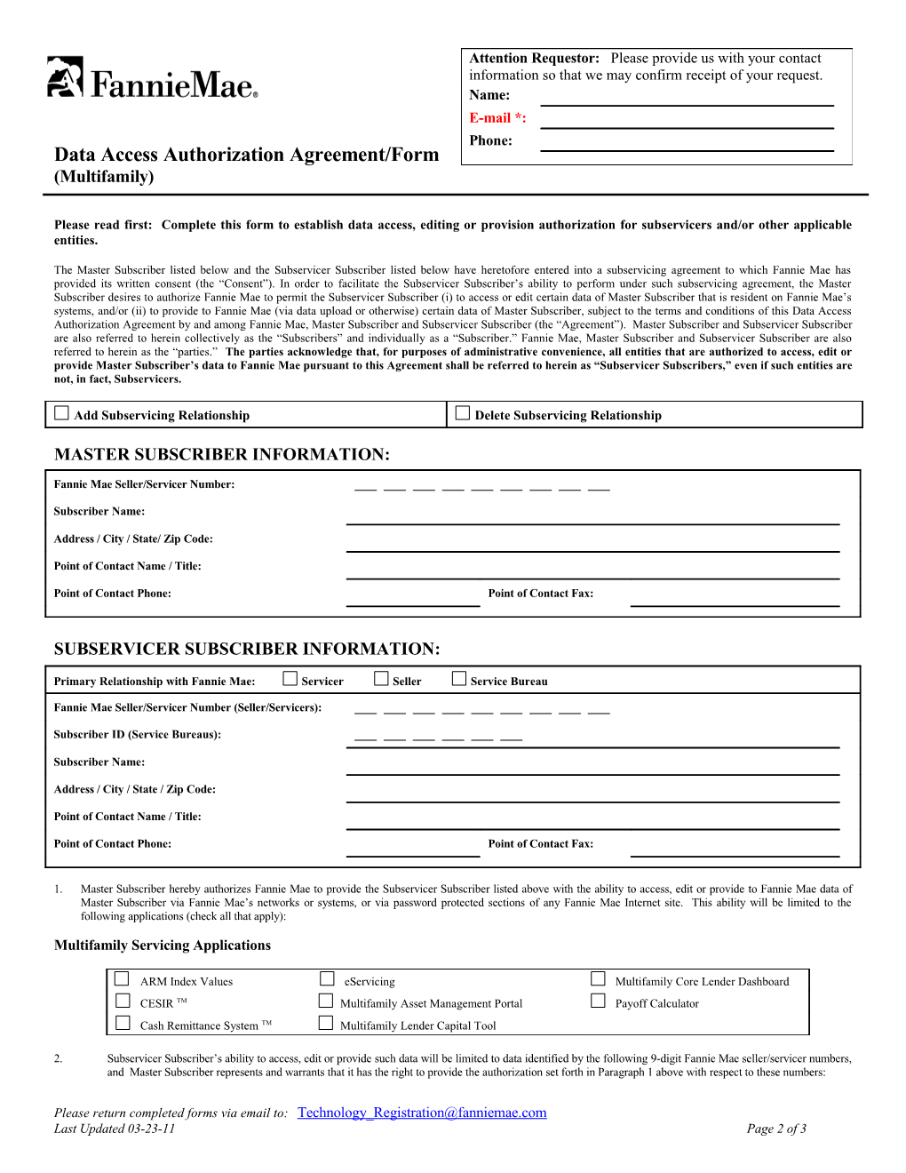 Data Access Authorization Agreement/Form