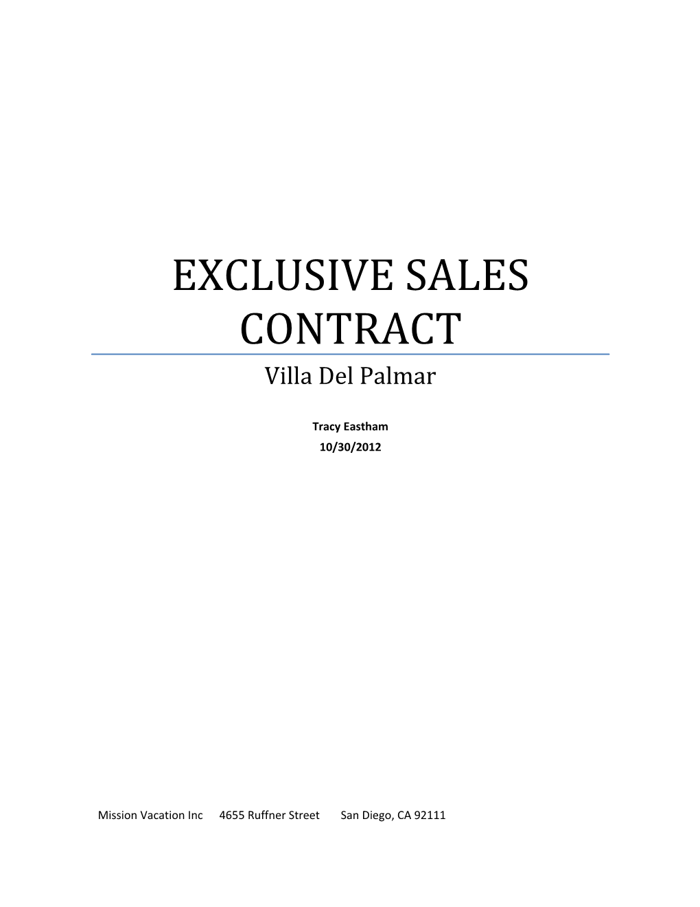 Exclusive Sales Contract