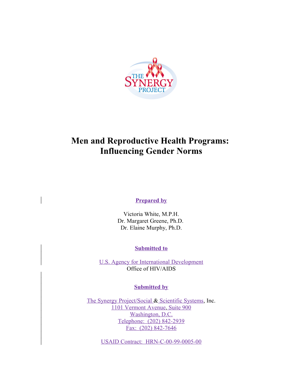 Men and Reproductive Health Programs: Influencing Gender Norms