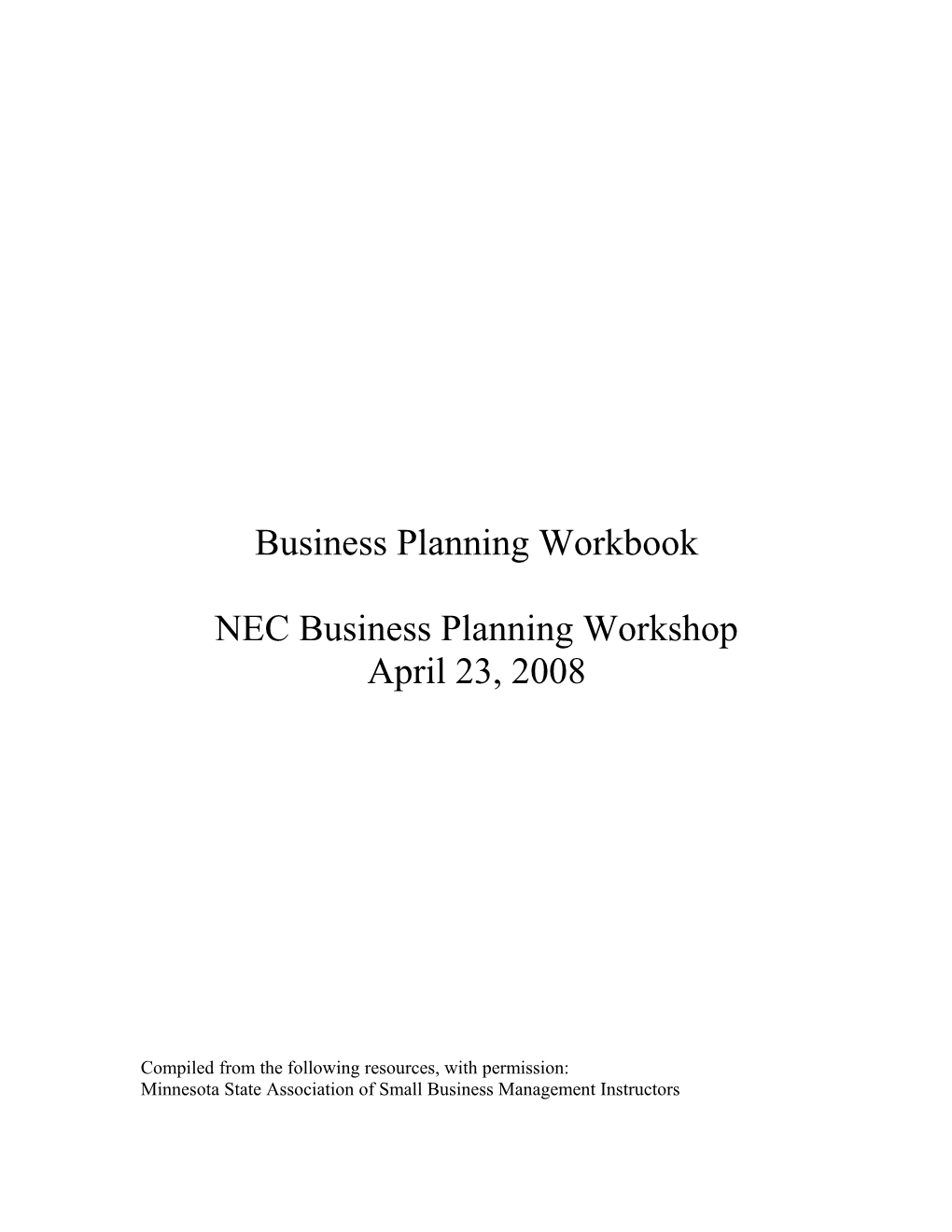 Business Planning Workbook