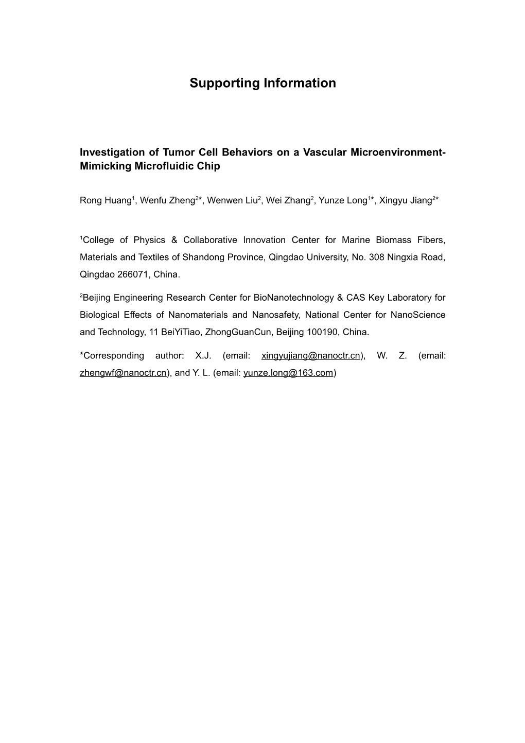 Investigation of Tumor Cell Behaviors on a Vascular Microenvironment-Mimicking Microfluidic