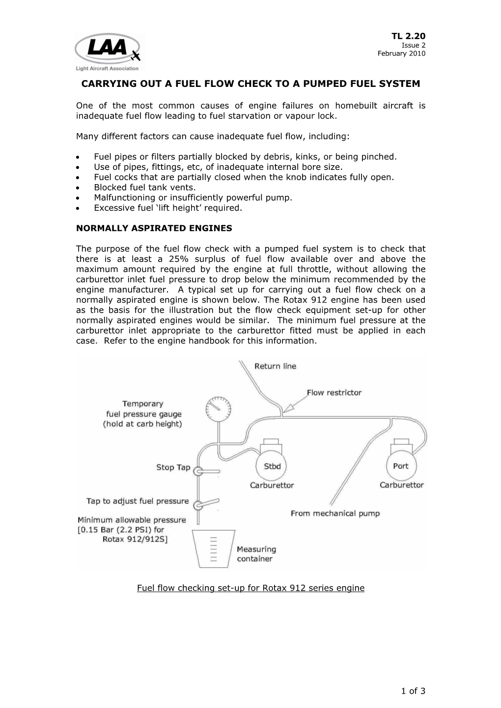 Carrying out a Fuel Flow Check to a Pumped Fuel System