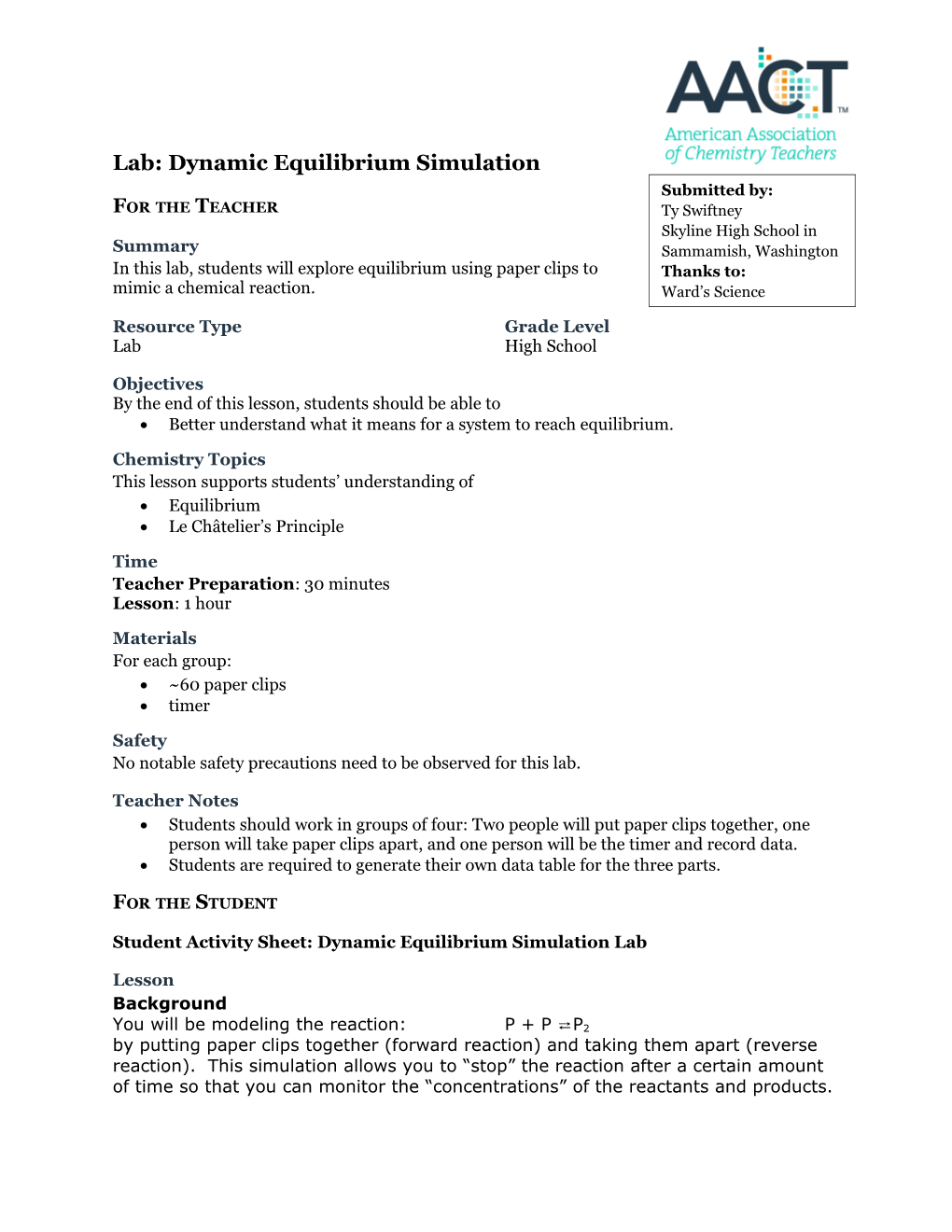 Lab: Dynamic Equilibrium Simulation