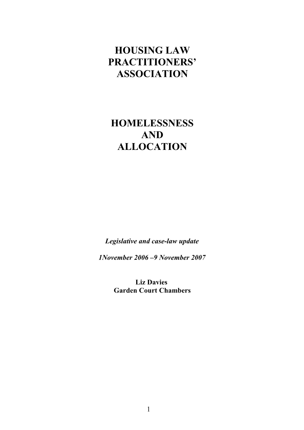 Homlessness and Allocations