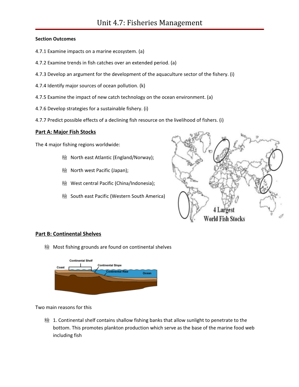 Unit 4.7: Fisheries Management