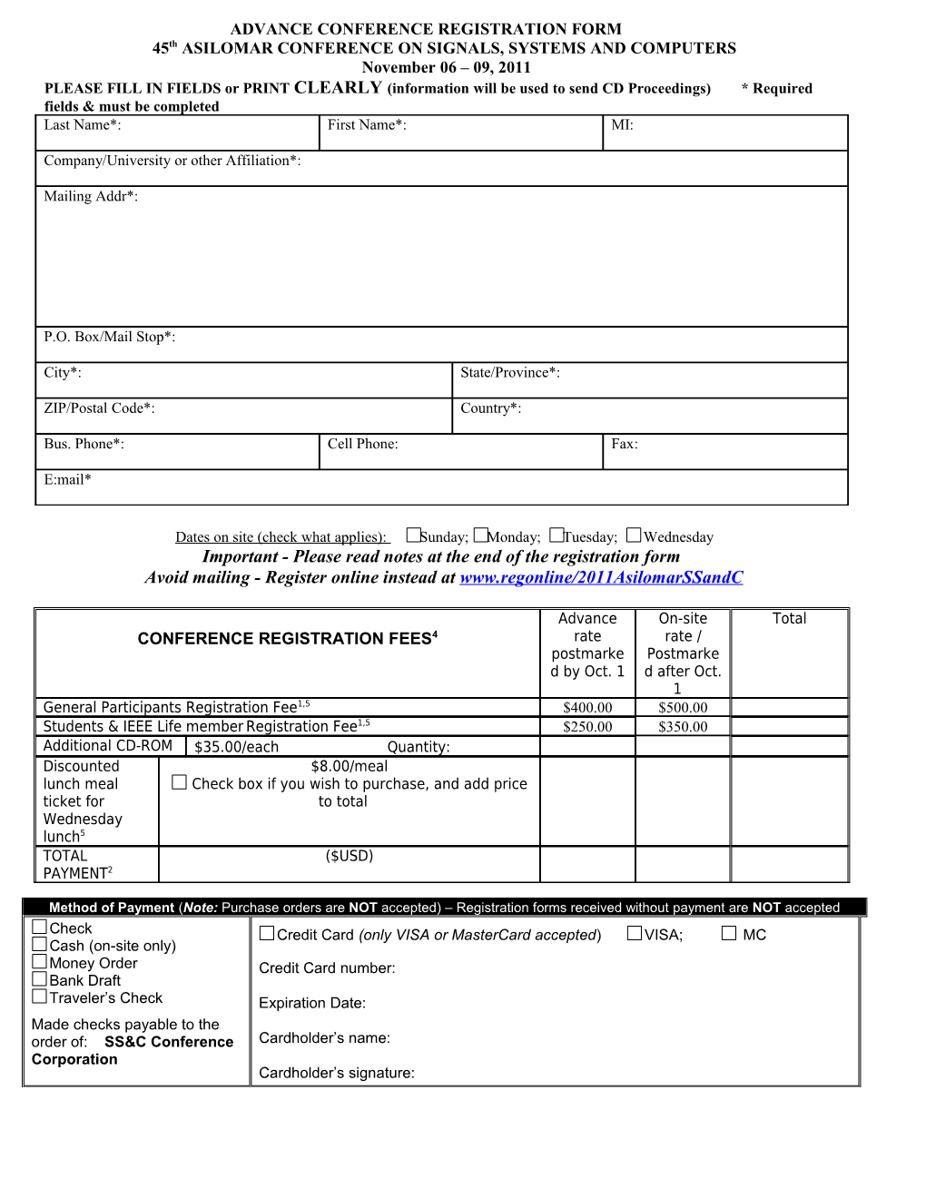 Advanced Conference Registration Form