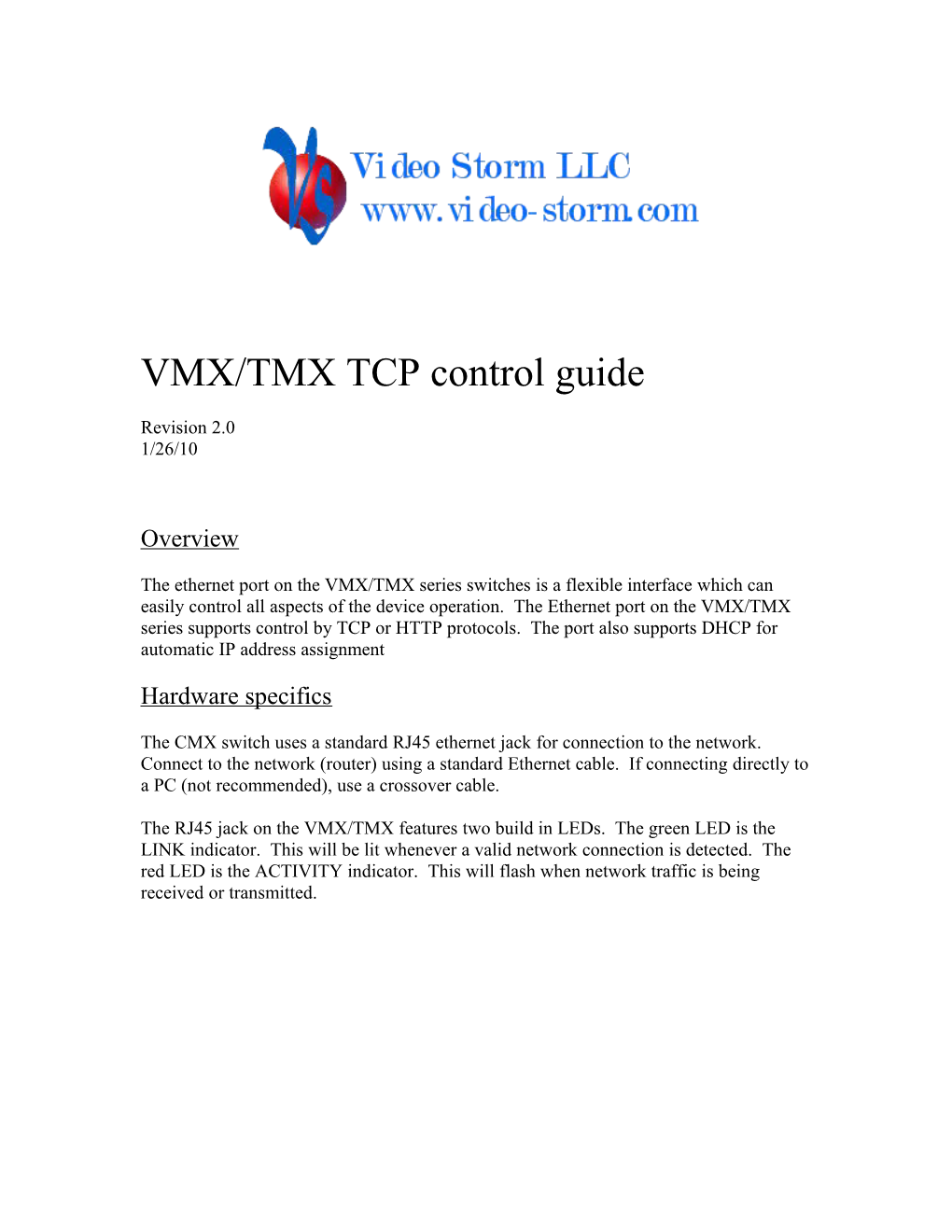 VMX/TMX TCP Control Guide