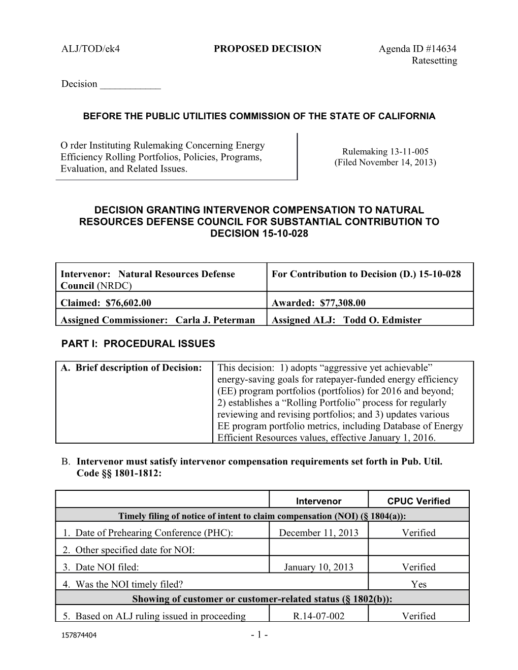 Before the Public Utilities Commission of the State of California s124