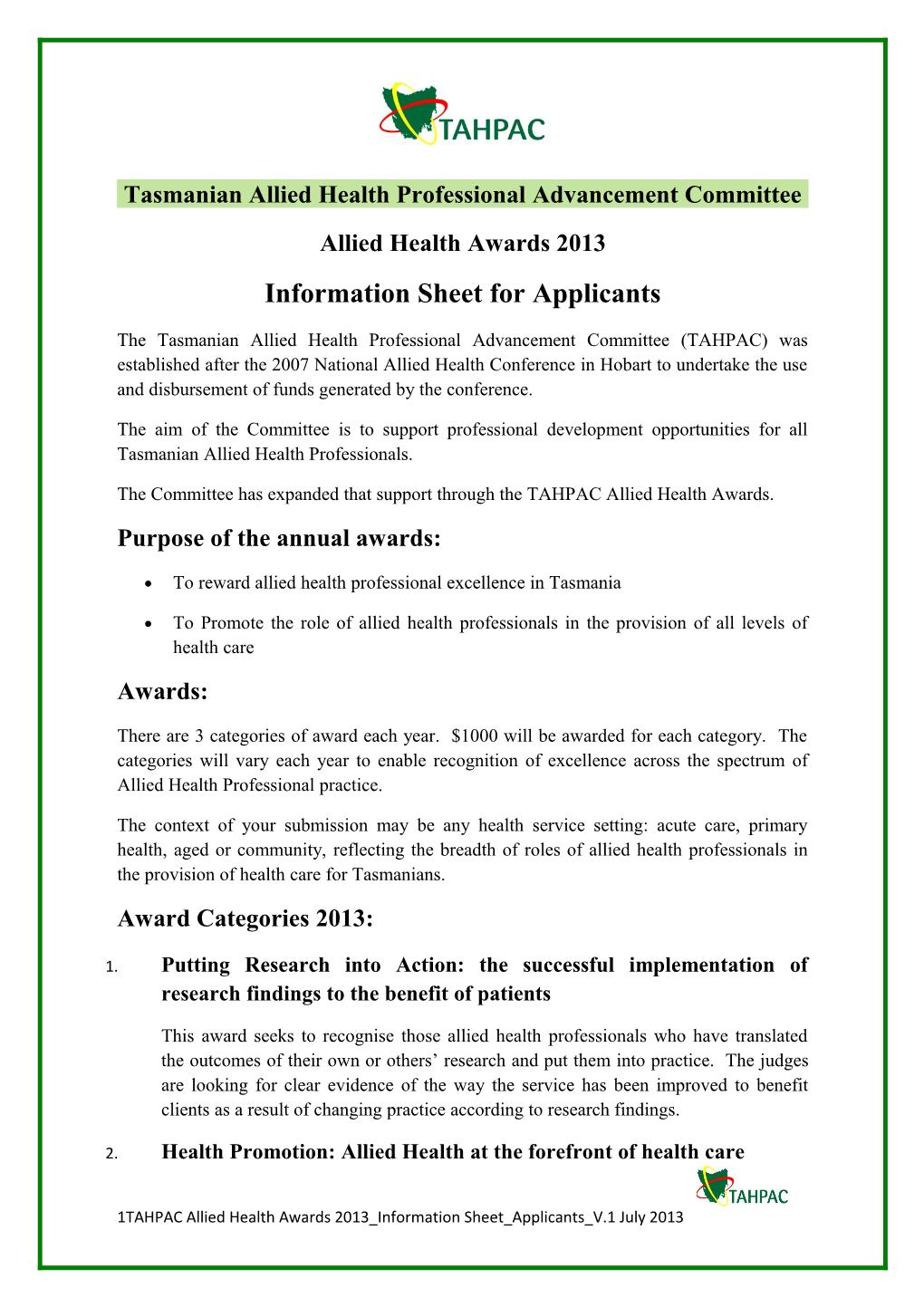 Tasmanian Allied Health Professional Advancement Committee
