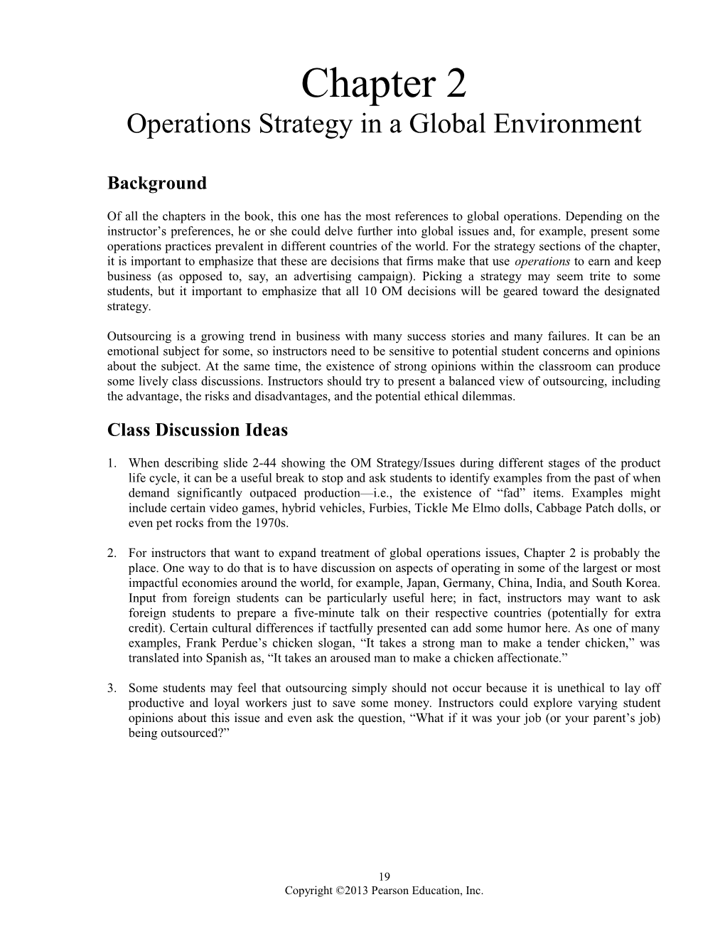 Operations Strategy in a Global Environment