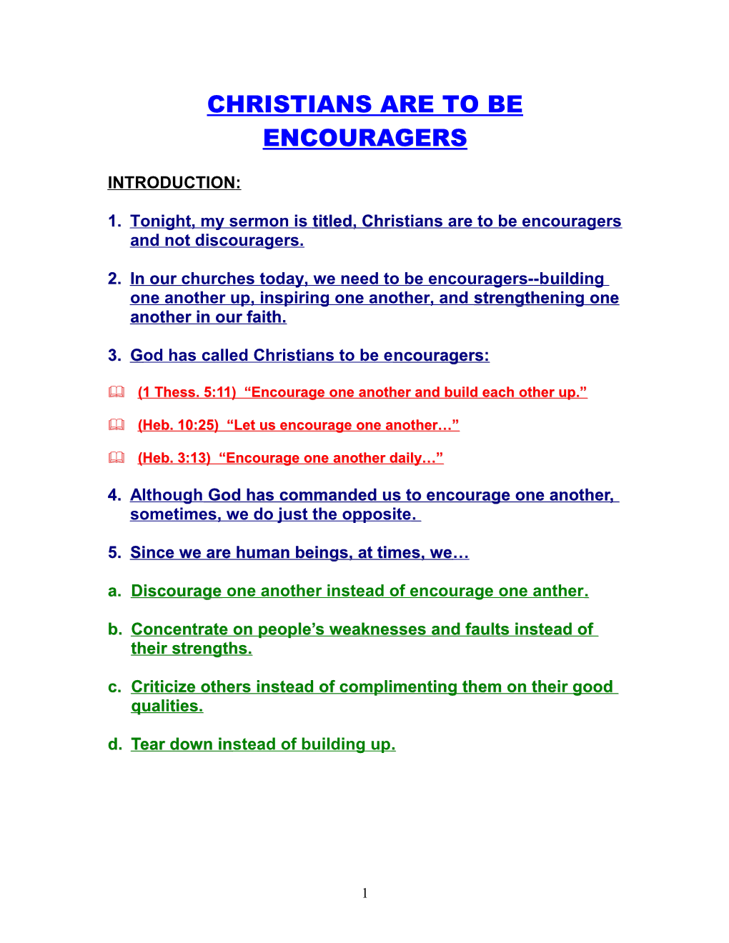 Christian Are to Be Encouragers