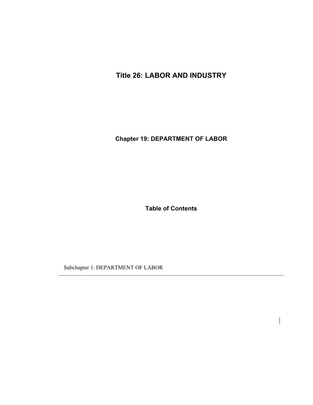 MRS Title 26, Chapter19: DEPARTMENT of LABOR