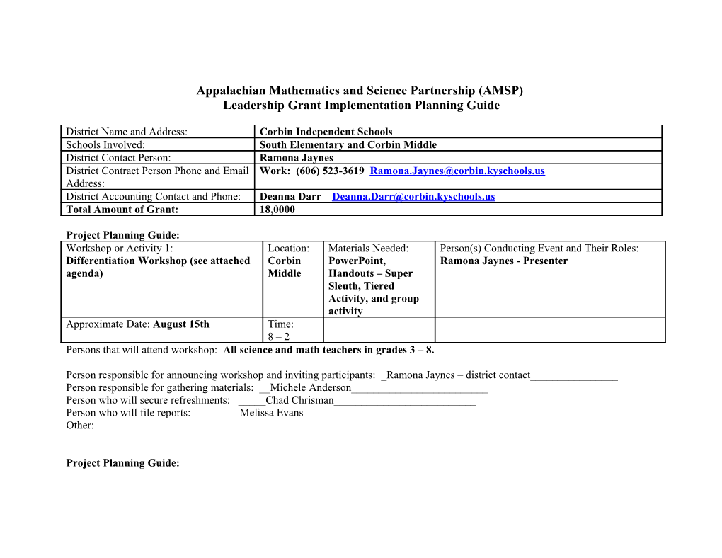 Appalachian Mathematics and Science Partnership (AMSP)