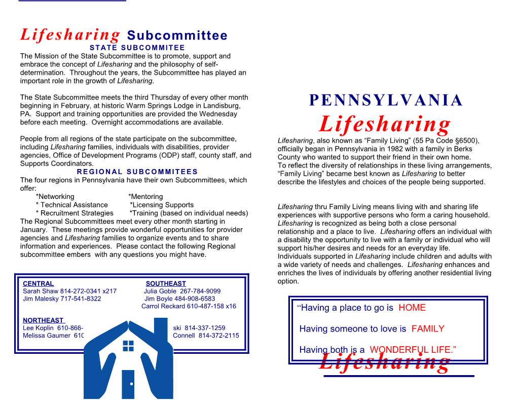 Lifesharing Subcommittee