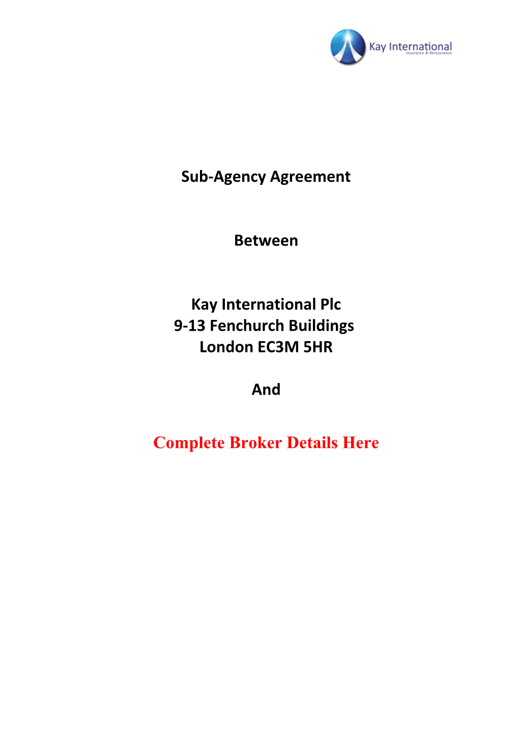 Sub-Agency Agreement