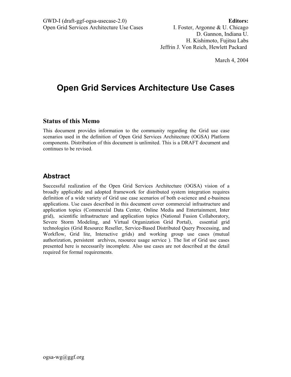 Open Grid Services Architecture Usecase