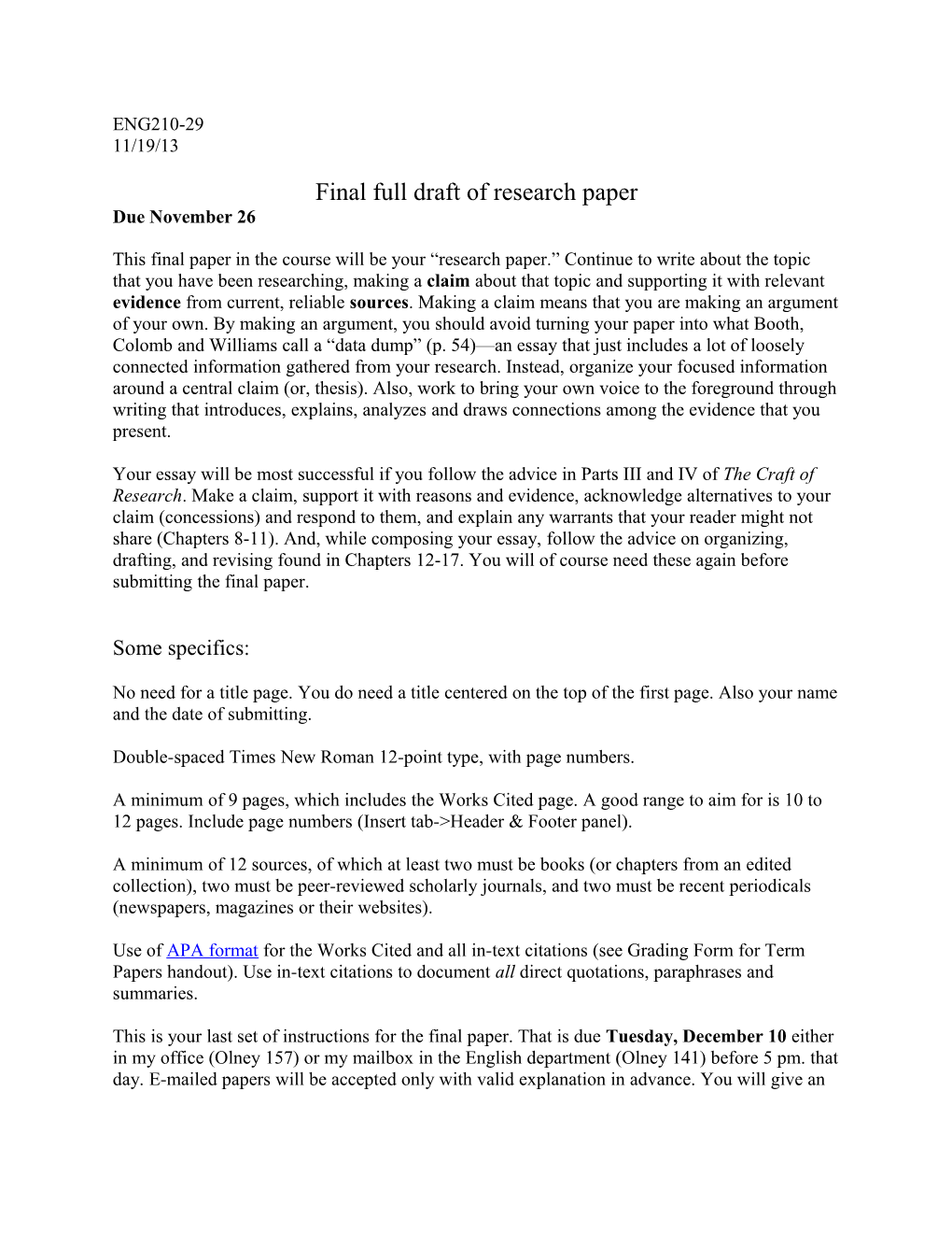 Final Full Draft of Research Paper