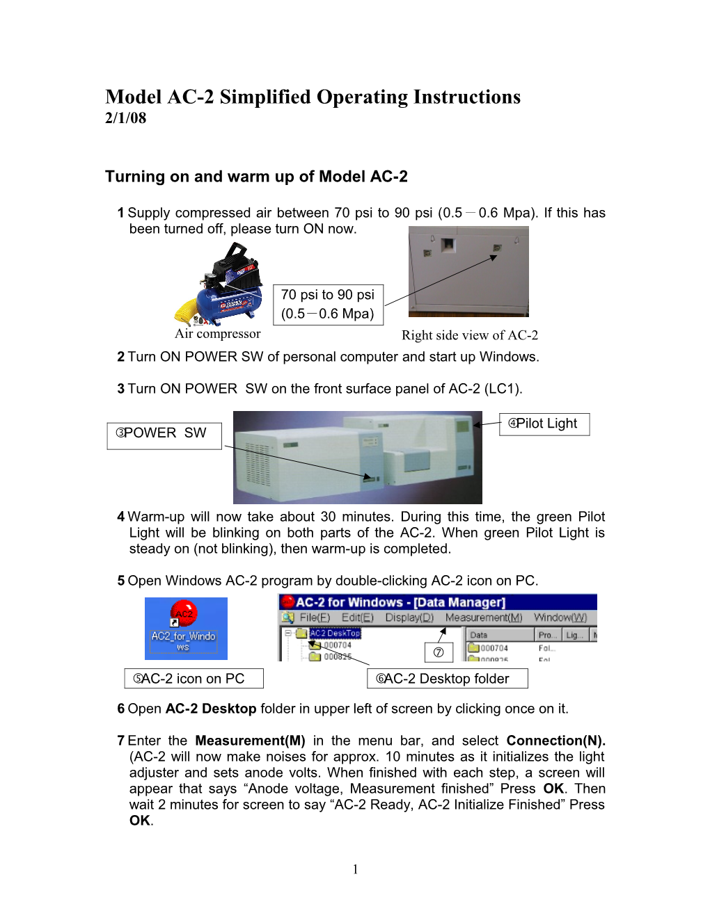 Model AC-2 Simplified Operating Instructions