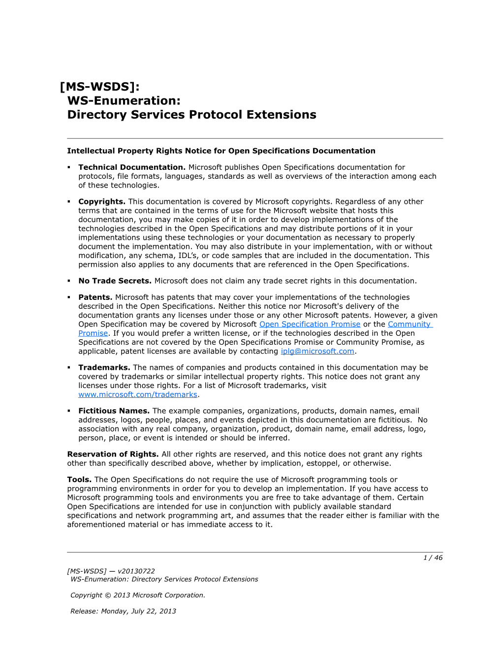 Intellectual Property Rights Notice for Open Specifications Documentation s152