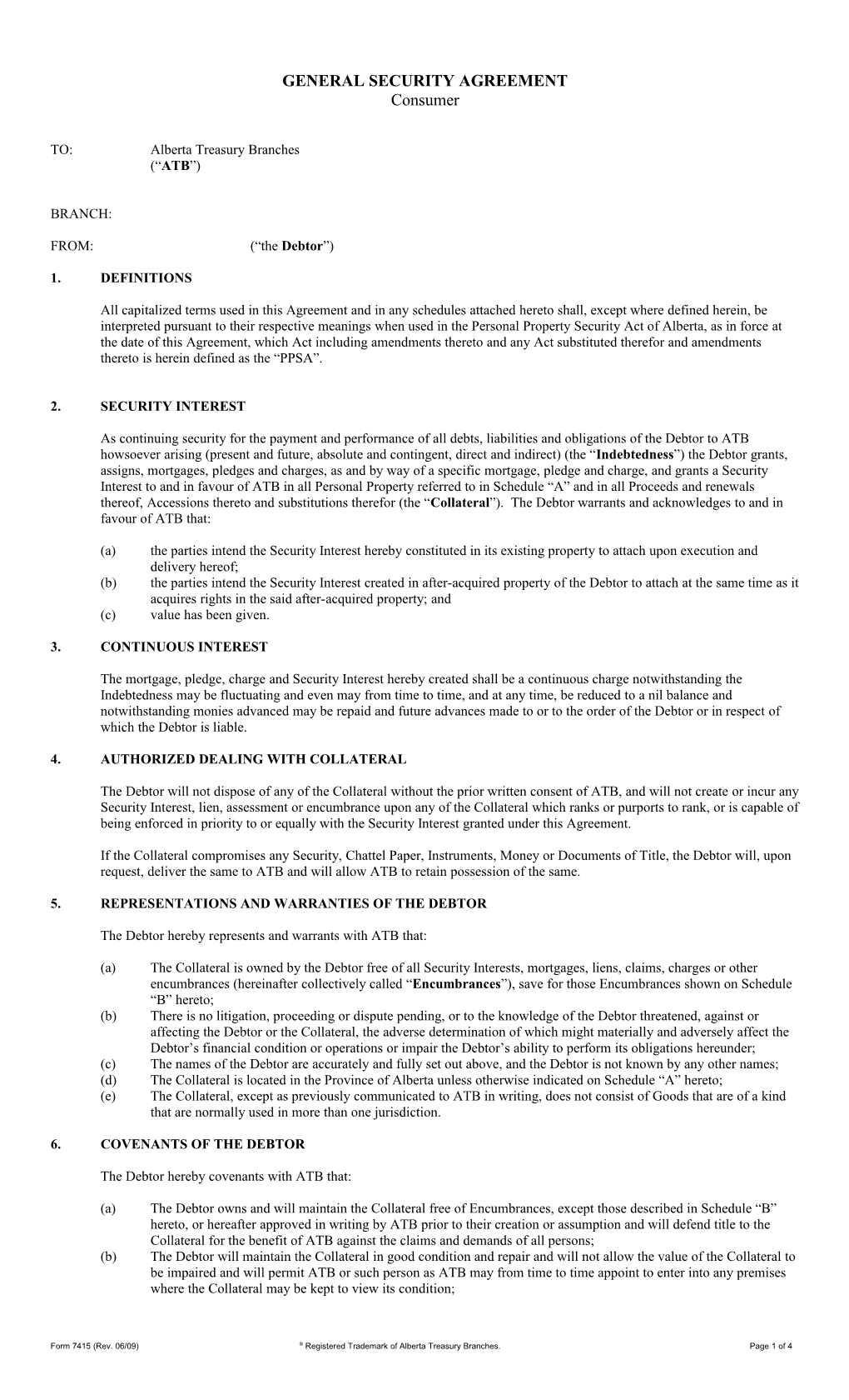 7415 - General Security Agreement - Consumer