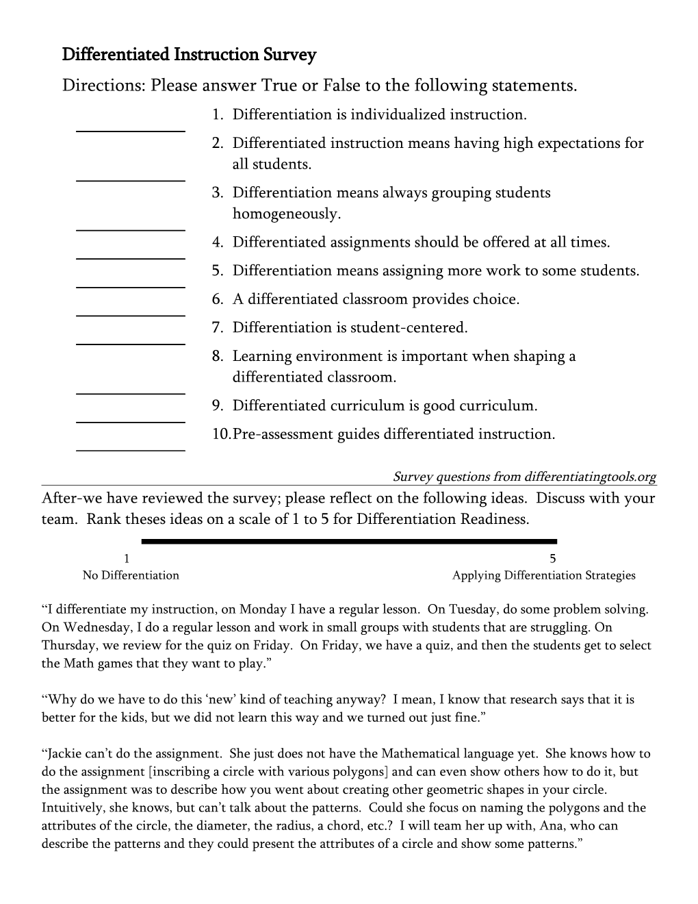 Differentiated Instruction Survey