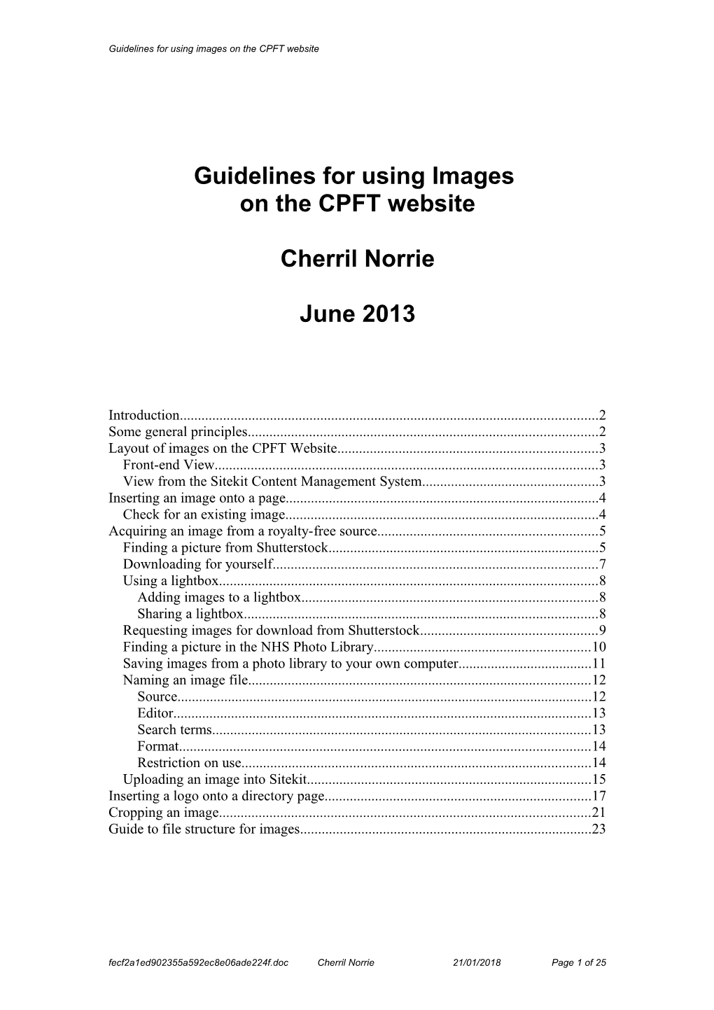 Guidelines for Using Images on the CPFT Website