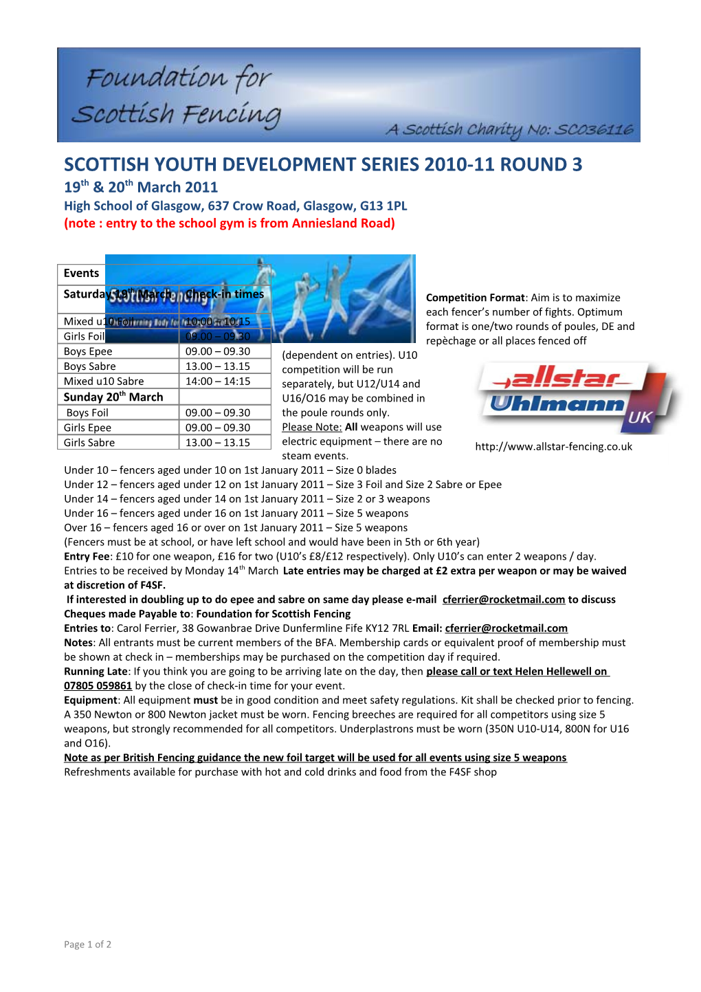 Scottish Youth Development Series 2010-11 Round 2