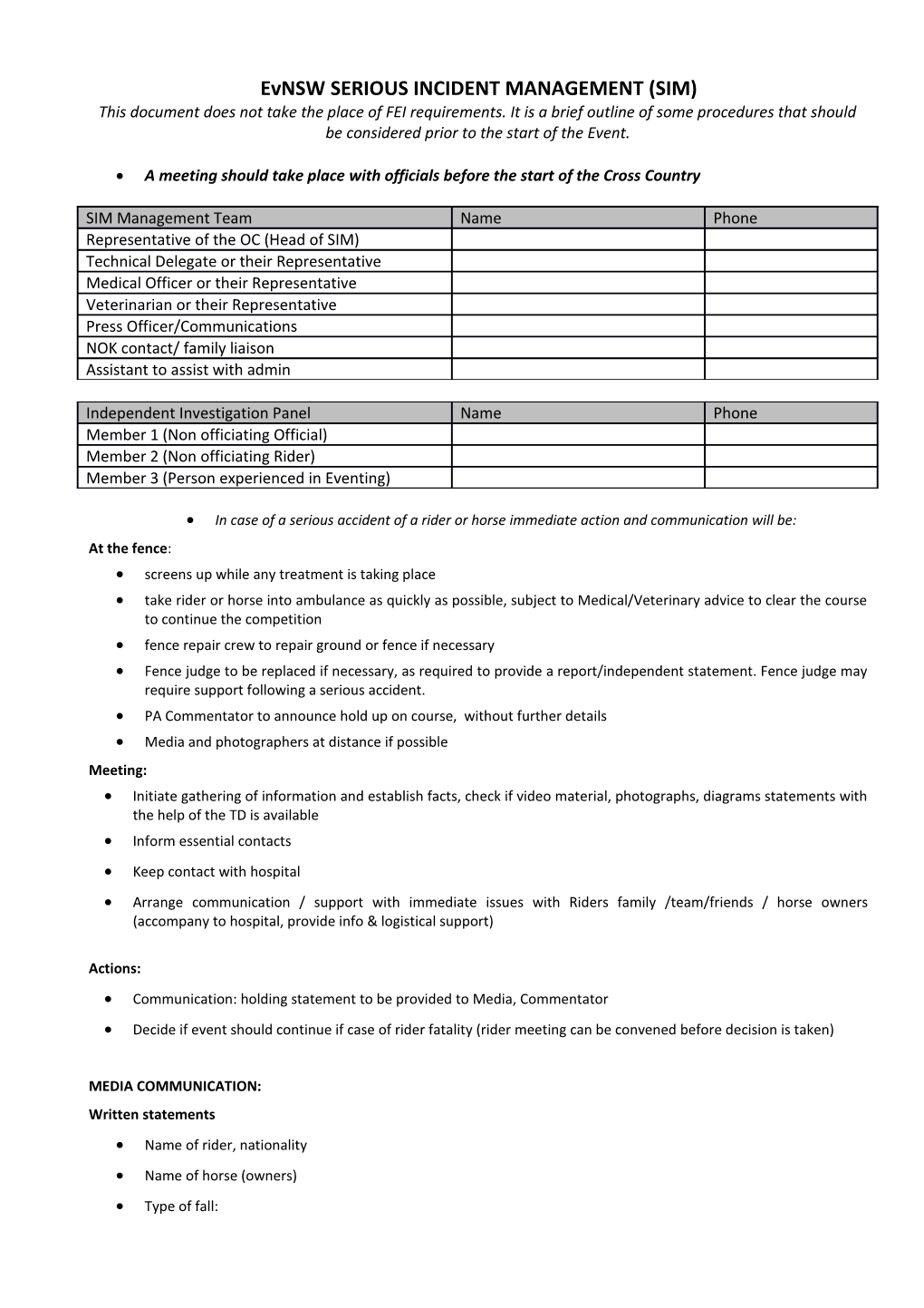 Evnsw SERIOUS INCIDENT MANAGEMENT (SIM)