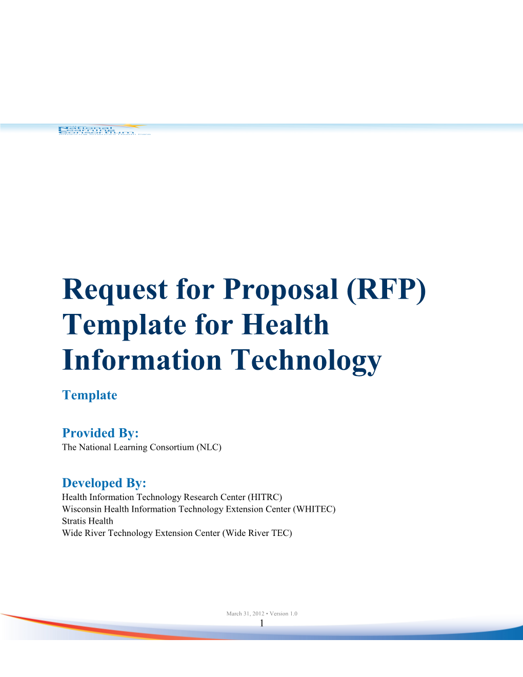 Request for Proposal (RFP) Template for Health Information Technology