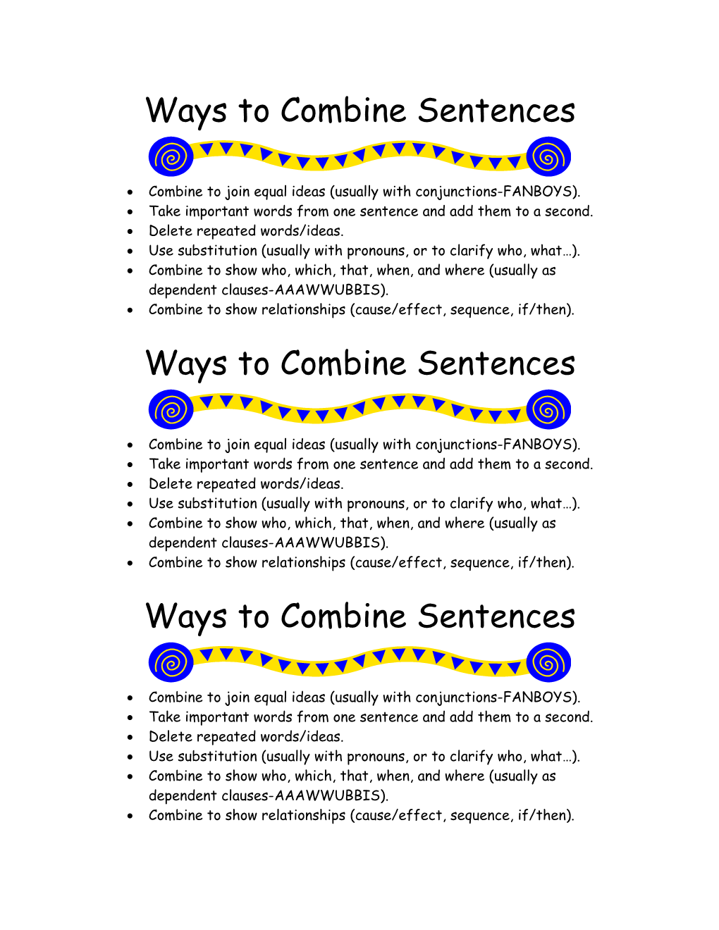 Ways to Combine Sentences