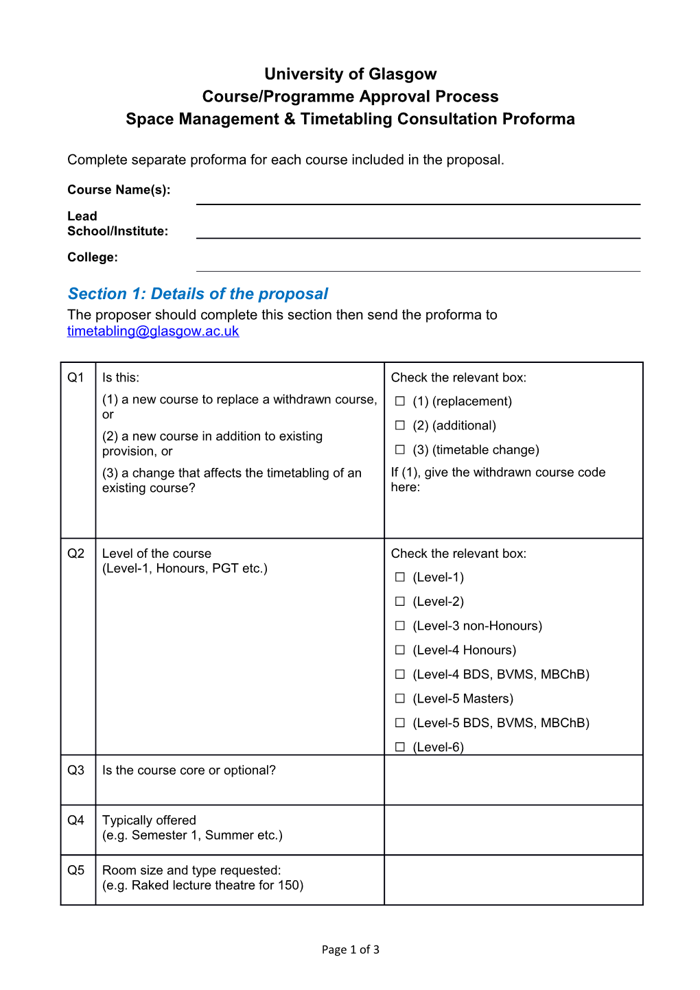 Course/Programme Approval Process