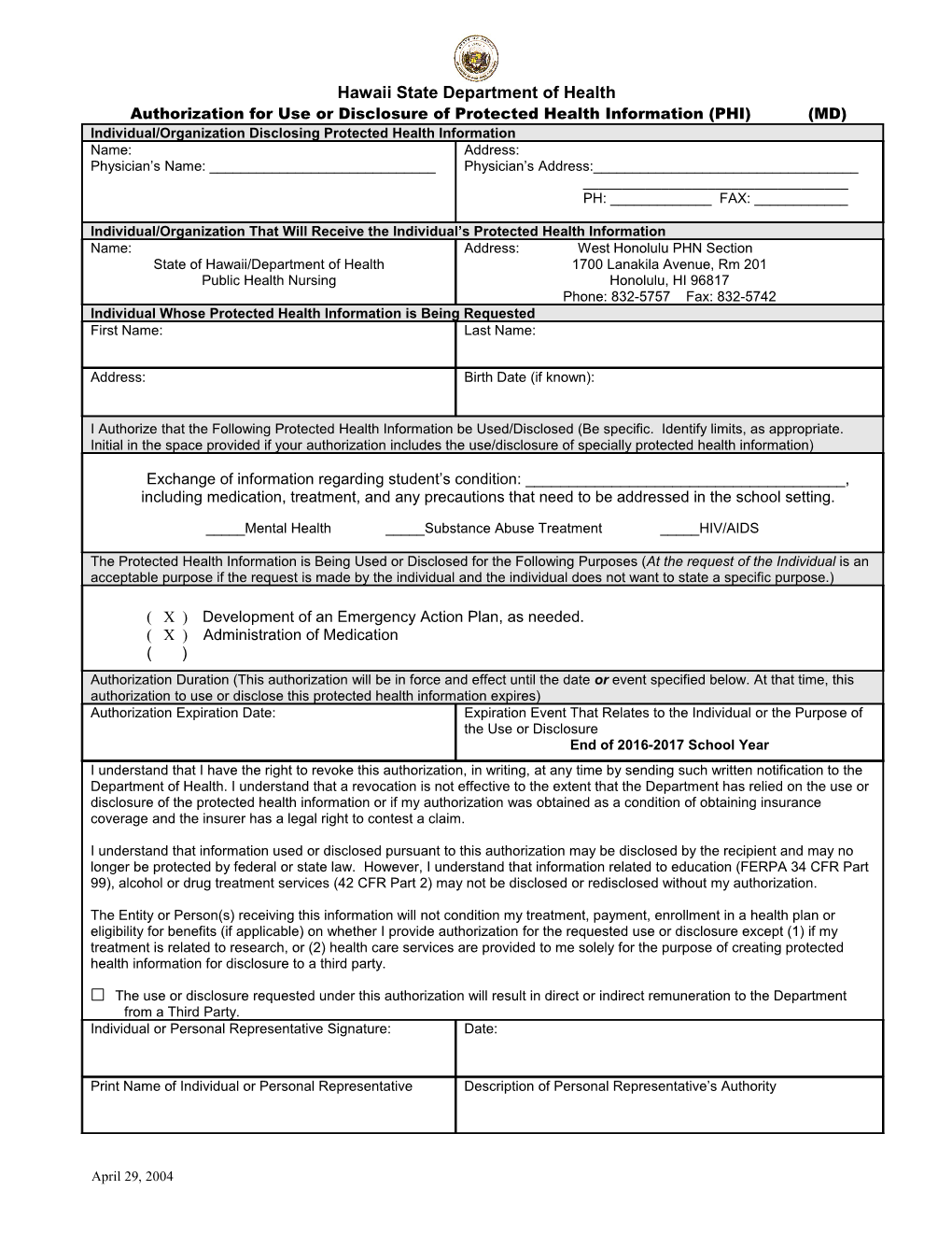 Authorization Form Version 4