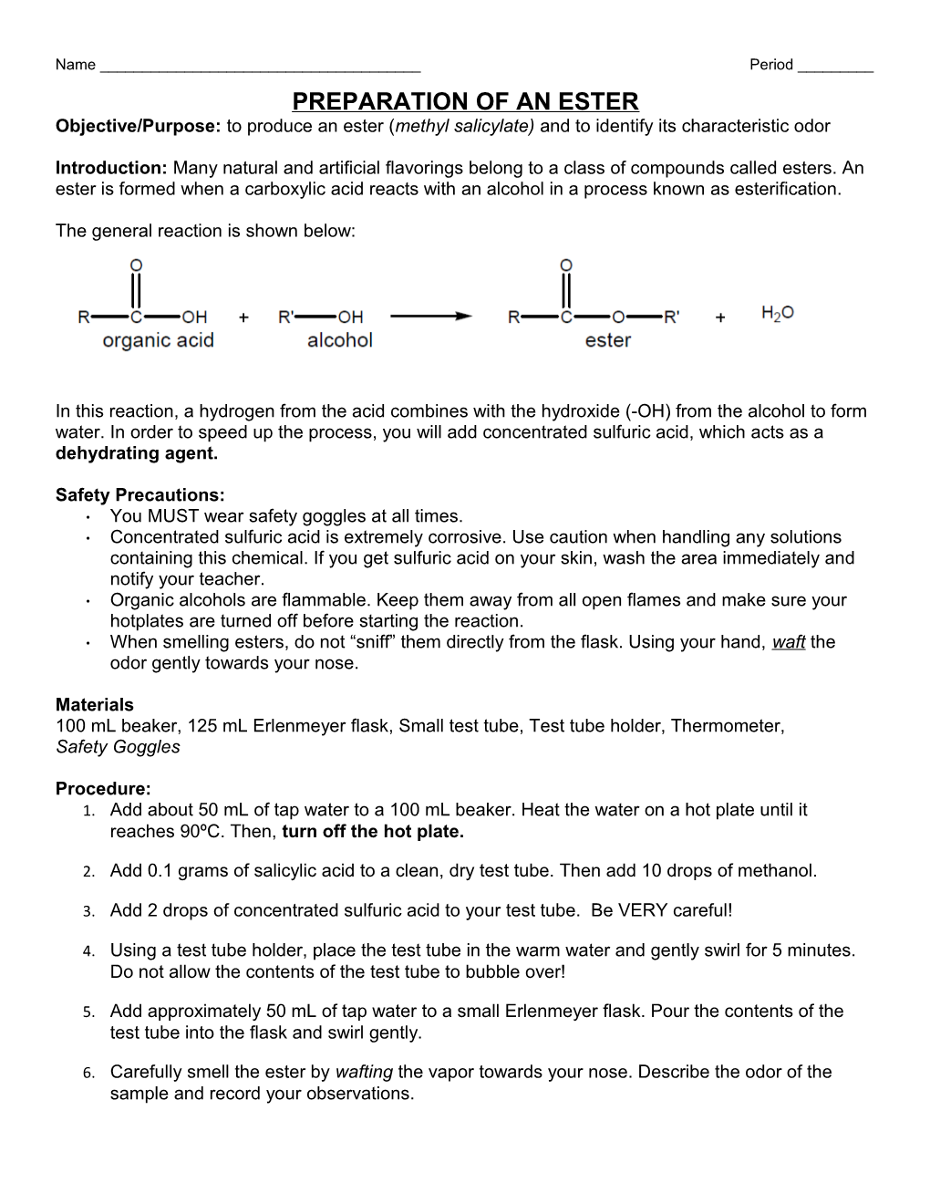 Preparation of an Ester