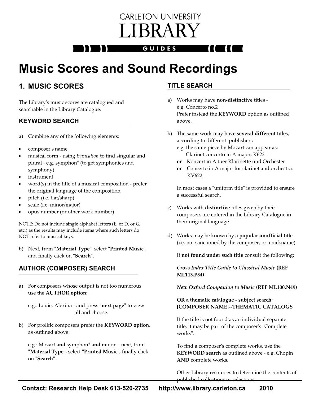 Music Scores and Sound Recordings