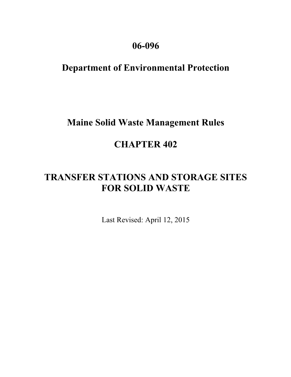 Transfer Stations and Storage Sites for Solid Waste