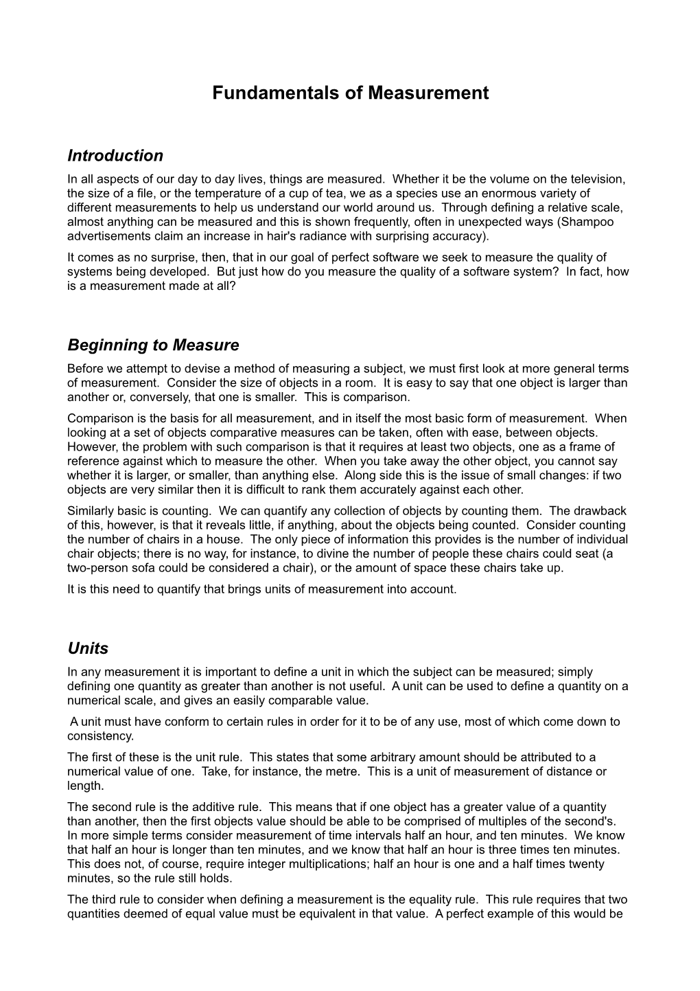 Fundamentals of Measurement