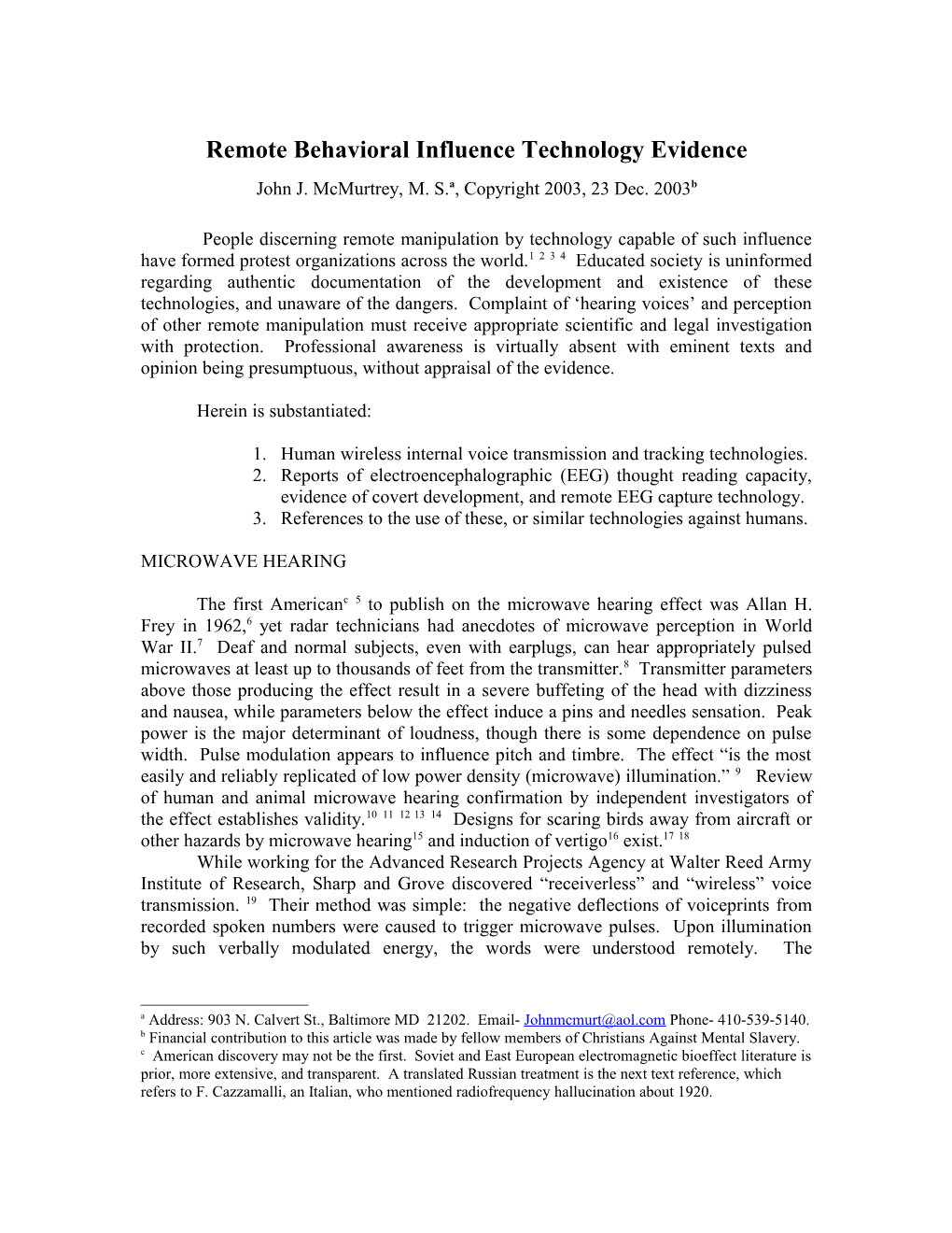 Remote Behavioral Influence Technology Evidence
