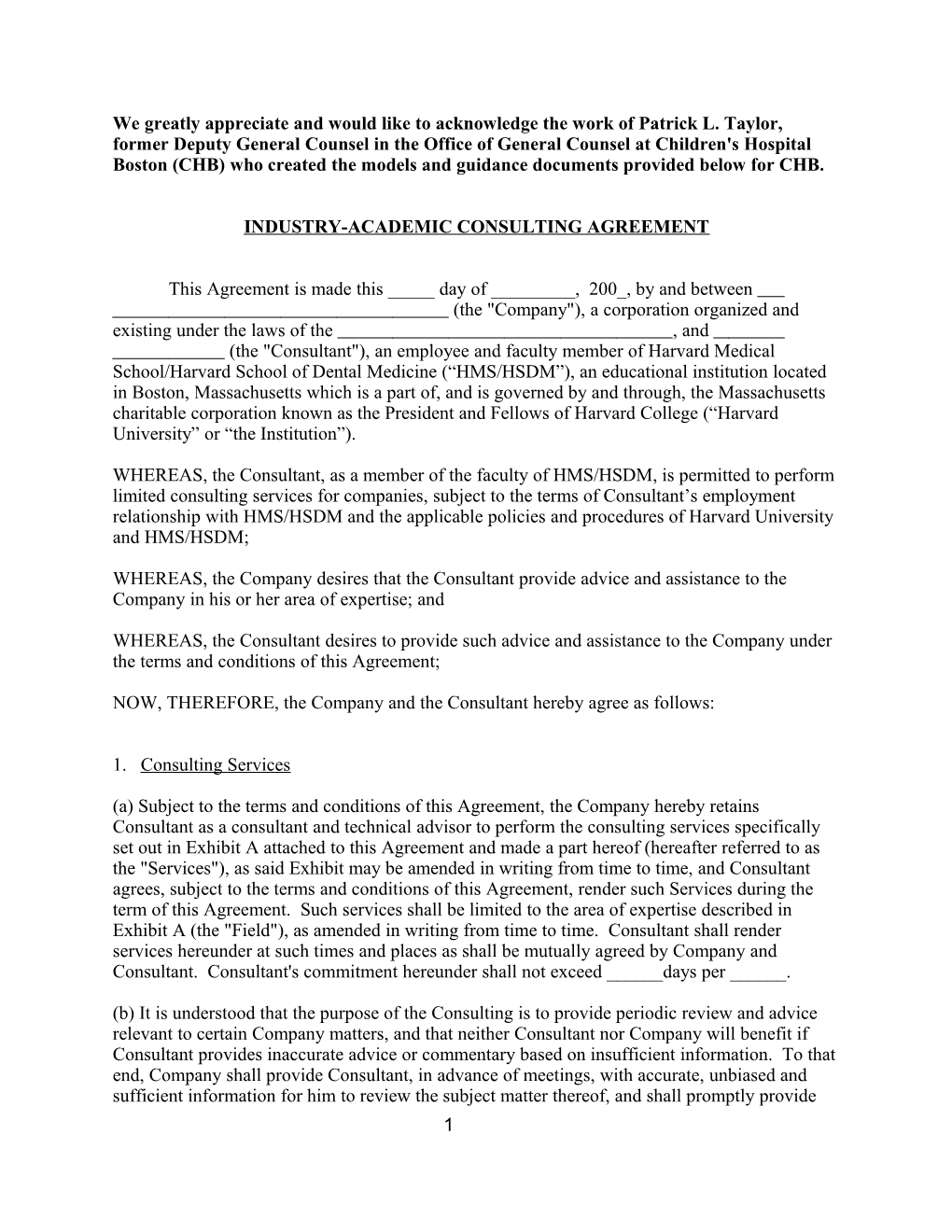 CONSULTING AGREEMENT Template