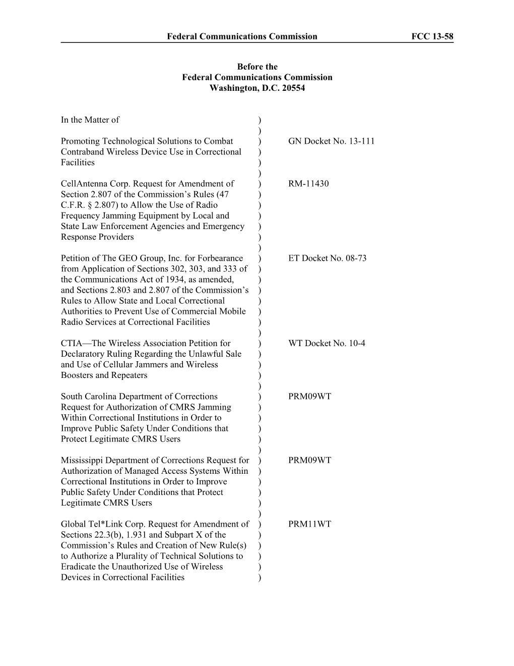 Federal Communications Commission FCC 13-58