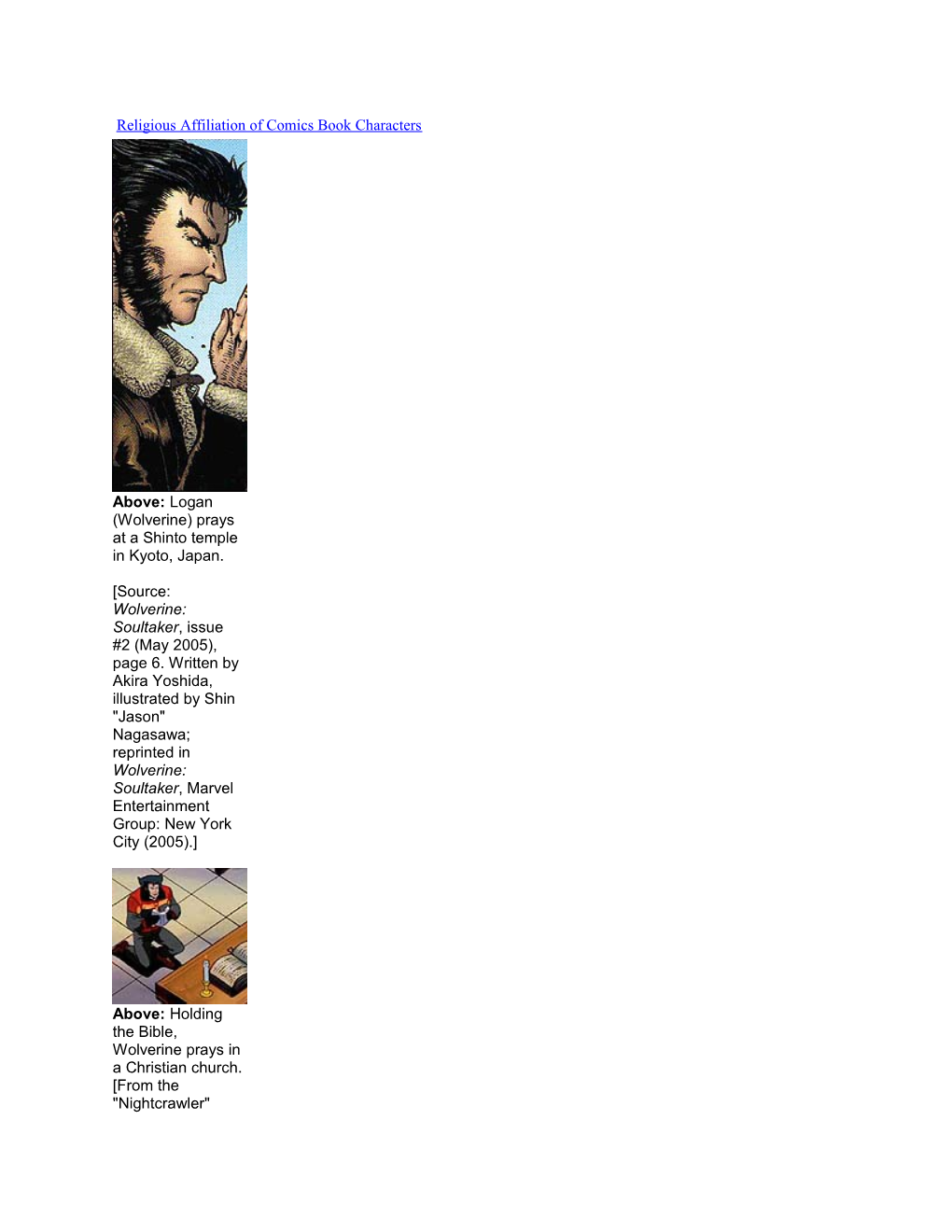 Religious Affiliation of Comics Book Characters