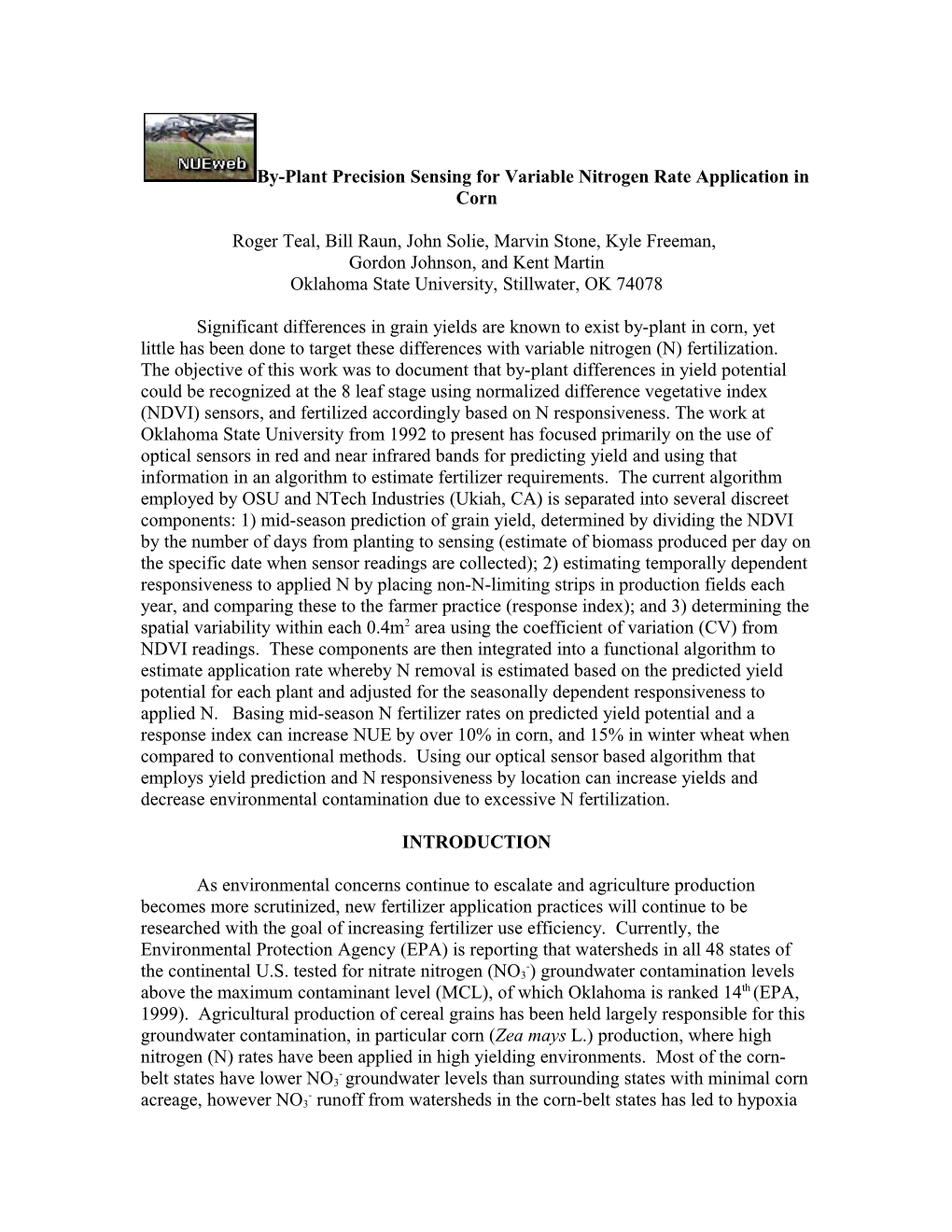 By-Plant Precision Sensing for Variable Nitrogen Rate Application in Corn