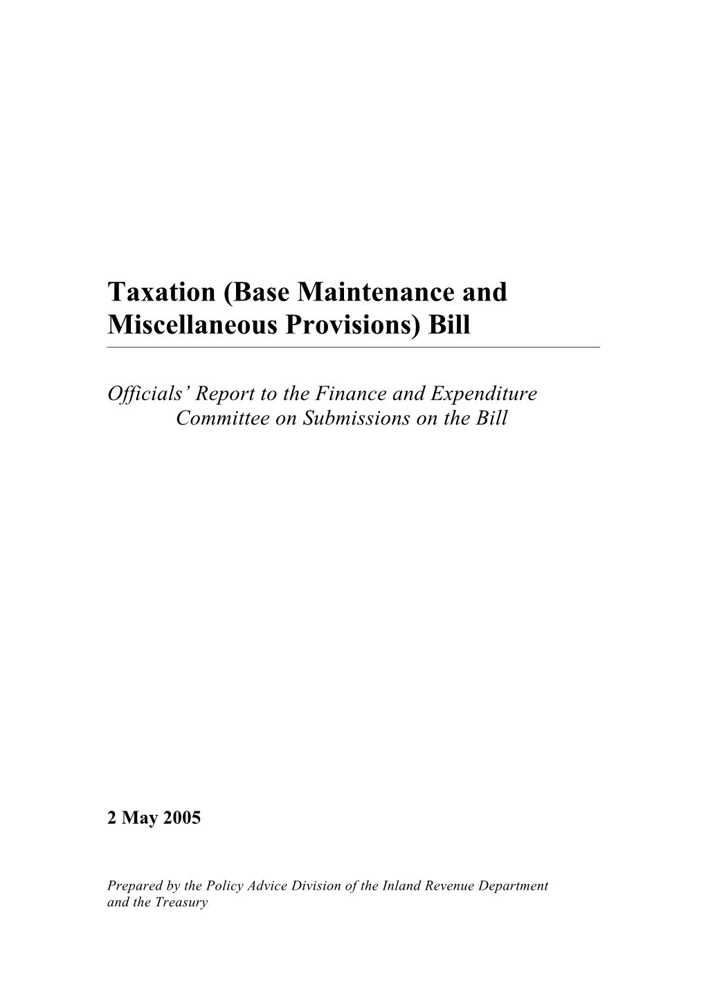 Taxation (Base Maintenance and Miscellaneous Provisions) Bill