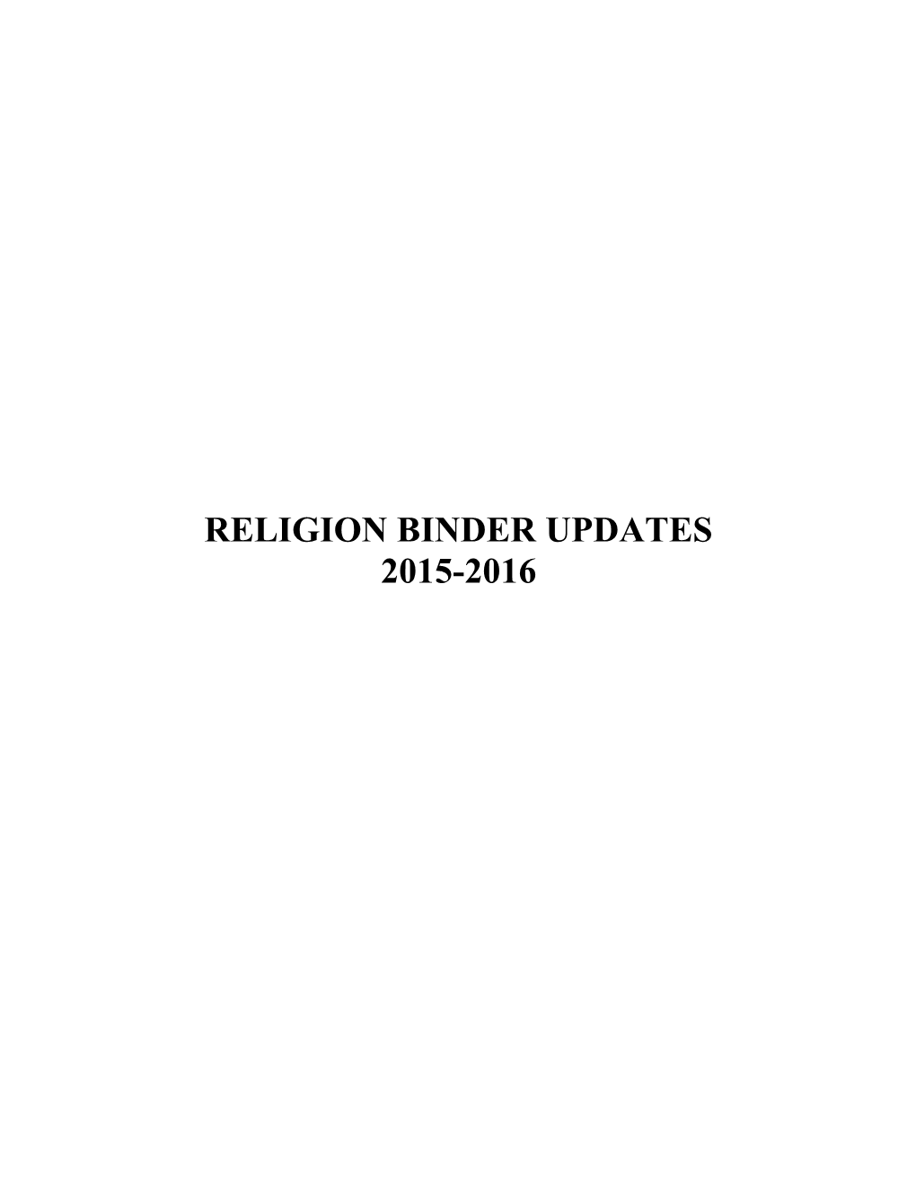 Religion Binder Updates